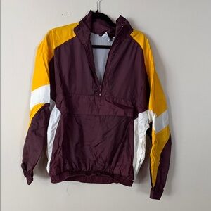 Men's Maroon and Yellow Windbreaker